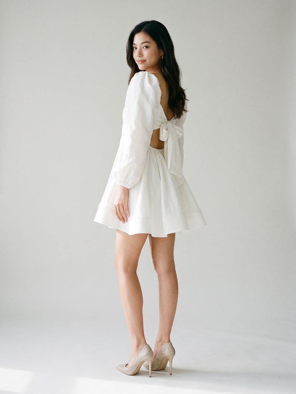 White Matte Satin A-Line V-Neck Keyhole Back Short Homecoming Dress with Pleating - Curvevia