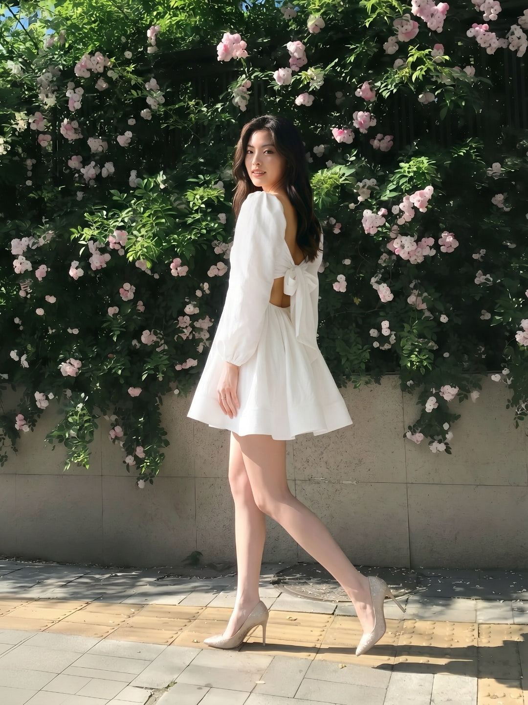 White Matte Satin A-Line V-Neck Keyhole Back Short Homecoming Dress with Pleating - Curvevia