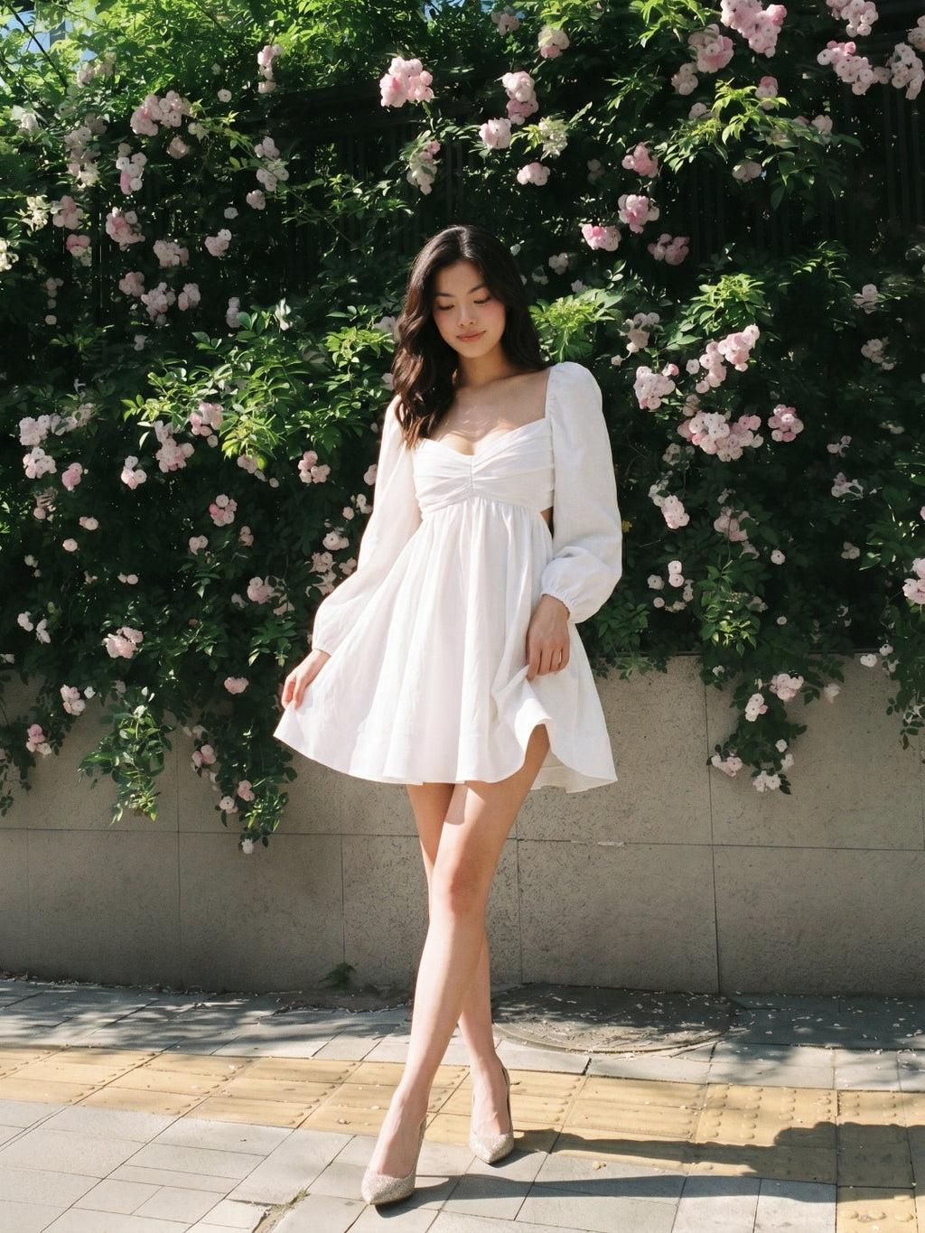 White Matte Satin A-Line V-Neck Keyhole Back Short Homecoming Dress with Pleating - Curvevia
