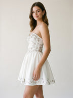 White Satin A-Line Sweetheart Criss-Cross Straps Short Homecoming Dress with Beading - Curvevia