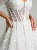 White Sequin A-Line Sweetheart Criss-Cross Straps Short Homecoming Dress - Curvevia