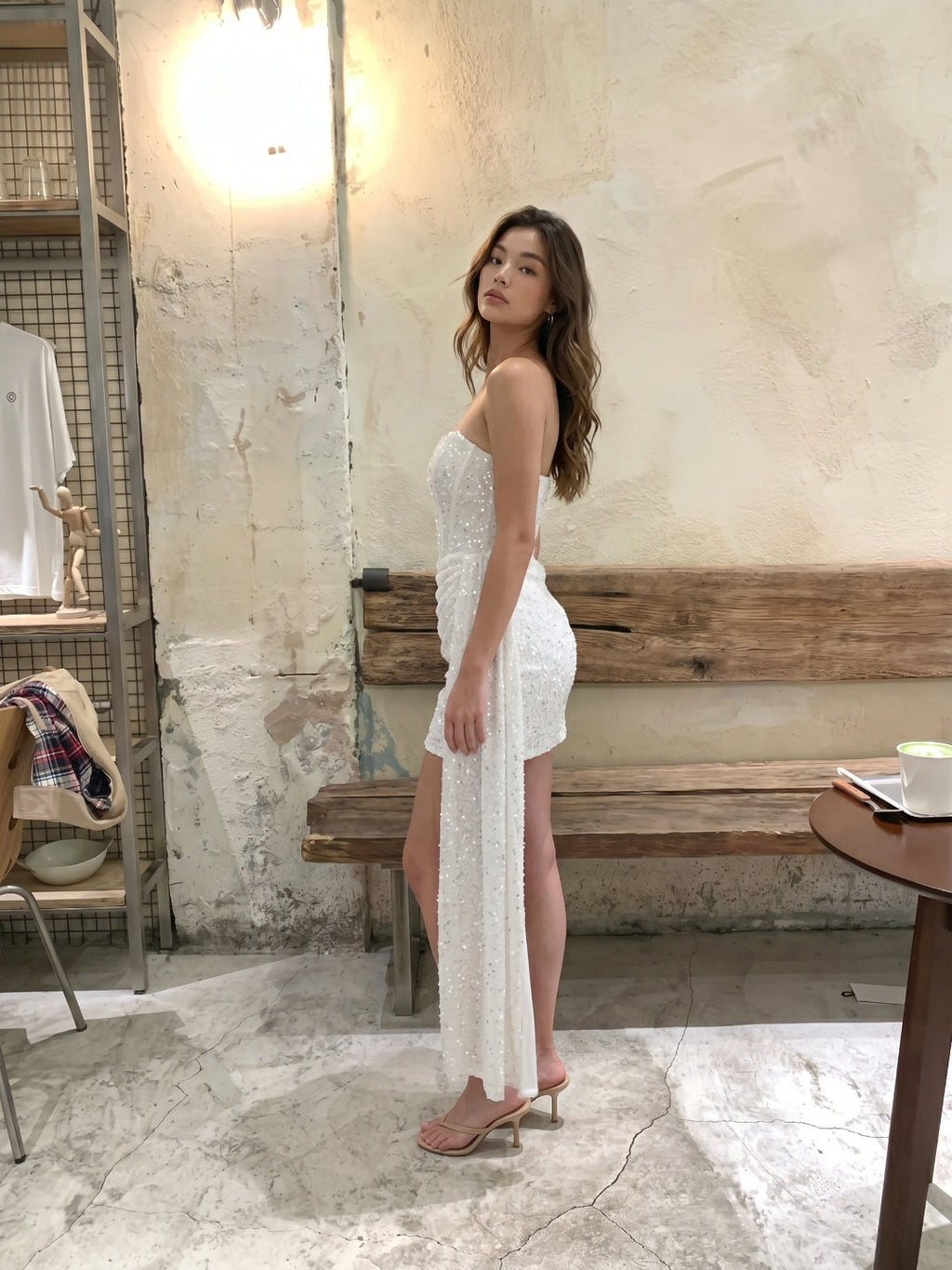 White Sequins Sheath Straight Neck Backless Mini Homecoming Dress - Curvevia