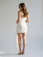 White Sequins Sheath Straight Neck Backless Mini Homecoming Dress - Curvevia
