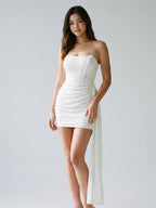 White Sequins Sheath Straight Neck Backless Mini Homecoming Dress - Curvevia