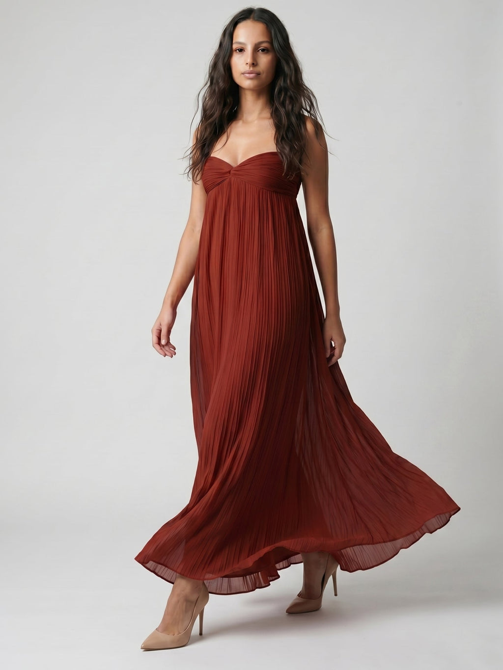 Wine Chiffon Empire Sweetheart Backless Ankle-Length Bridesmaid Dress - Curvevia