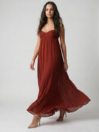 Wine Chiffon Empire Sweetheart Backless Ankle-Length Bridesmaid Dress - Curvevia