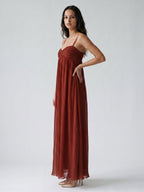 Wine Chiffon Empire Sweetheart Backless Ankle-Length Bridesmaid Dress - Curvevia