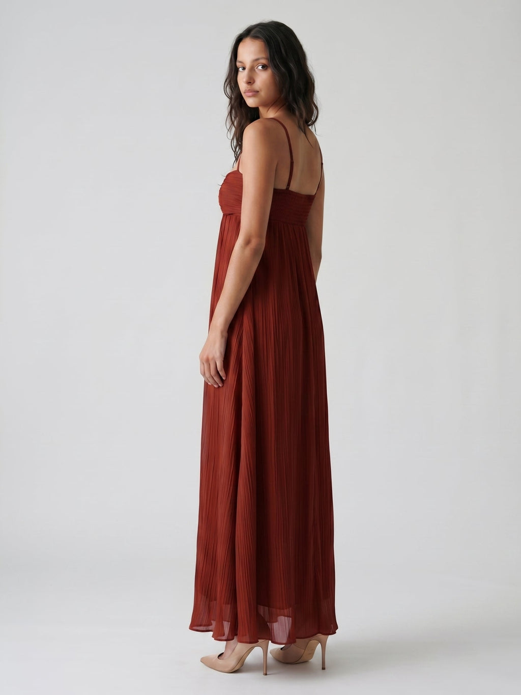 Wine Chiffon Empire Sweetheart Backless Ankle-Length Bridesmaid Dress - Curvevia