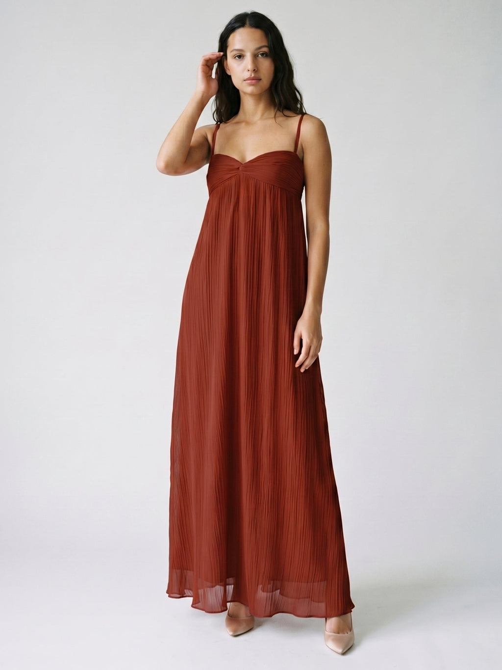 Wine Chiffon Empire Sweetheart Backless Ankle-Length Bridesmaid Dress - Curvevia