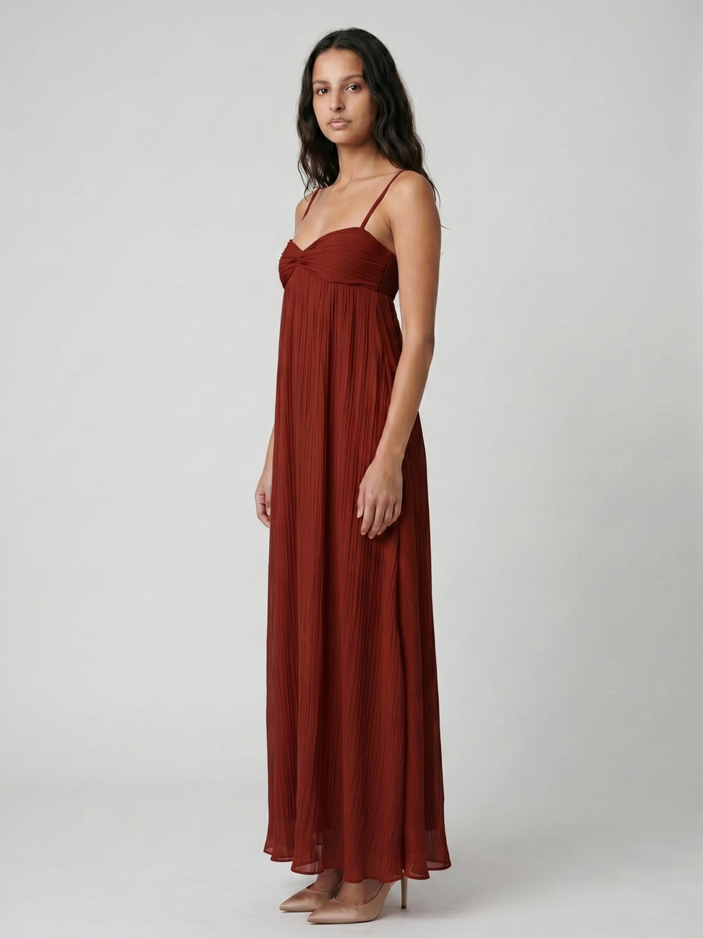 Wine Chiffon Empire Sweetheart Backless Ankle-Length Bridesmaid Dress - Curvevia