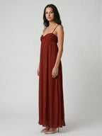 Wine Chiffon Empire Sweetheart Backless Ankle-Length Bridesmaid Dress - Curvevia