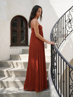 Wine Chiffon Empire Sweetheart Backless Ankle-Length Bridesmaid Dress - Curvevia