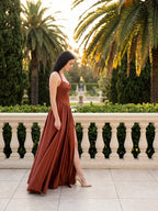 Wine Satin A-Line V-Neck Criss-Cross Straps Floor-Length Bridesmaid Dress - Curvevia