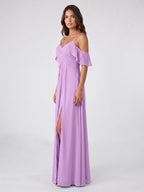 Wisteria Chiffon Empire Sweetheart Back Zip Floor-Length Bridesmaid Dress - Curvevia