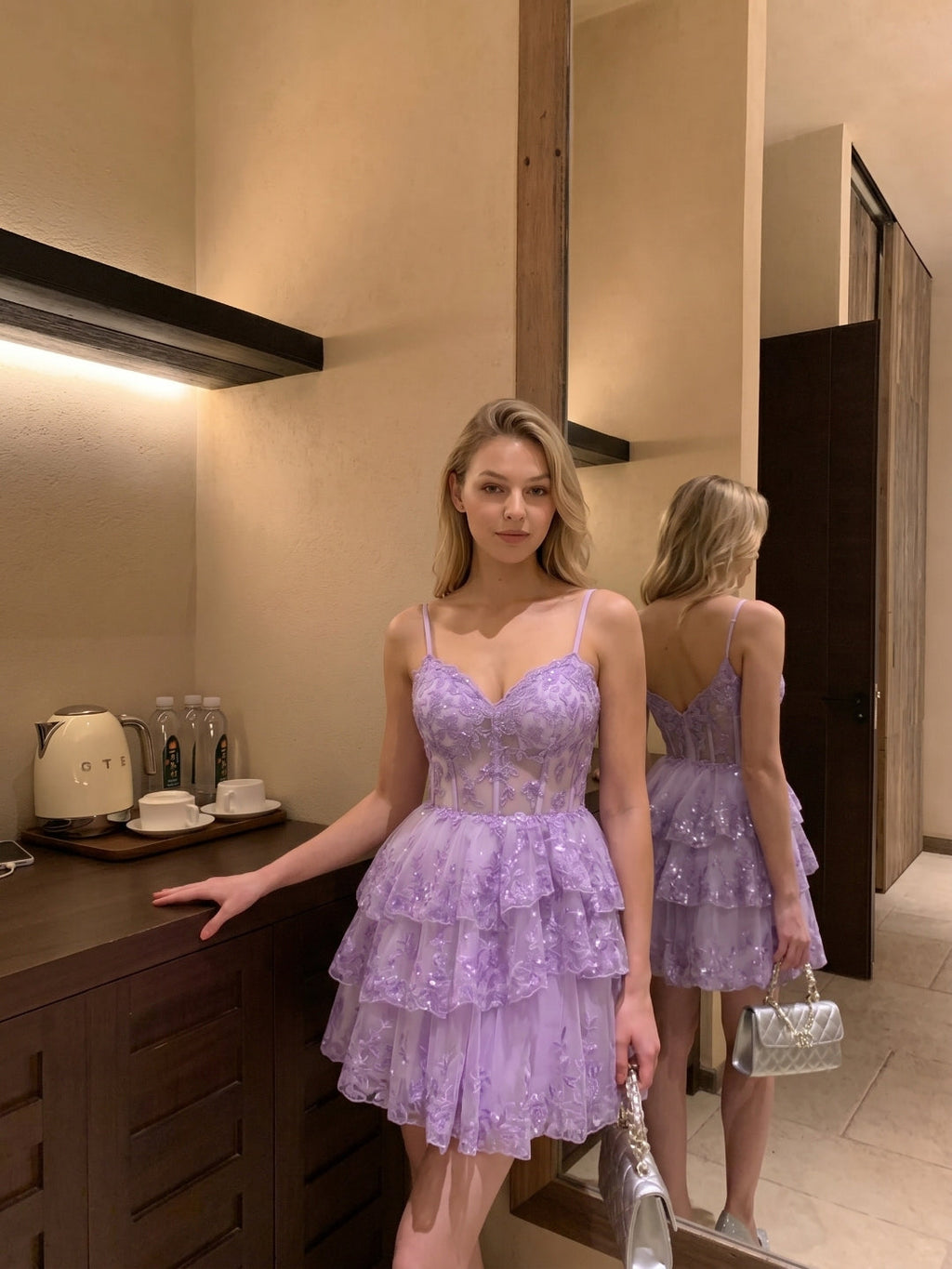 Wisteria Tulle A-Line Sweetheart Back Zip Short Homecoming Dress with Sequins - Curvevia