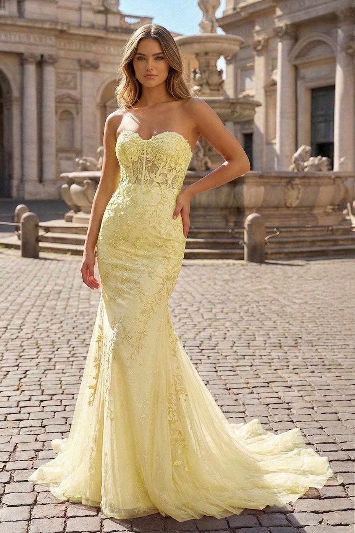 Mermaid Sweetheart Tulle Lace Evening Dress - Curvevia