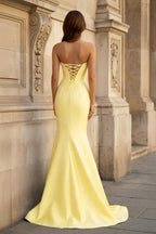 Bow Sweetheart Light Blue Mermaid Long Prom Dress - Curvevia