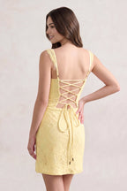 Sky Blue Scoop Neck Sheath Lace Short Homecoming Dress With Slit - Curvevia