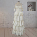 A-Line Beige Multi-Tiered Ruffles Wedding Dresses - Curvevia
