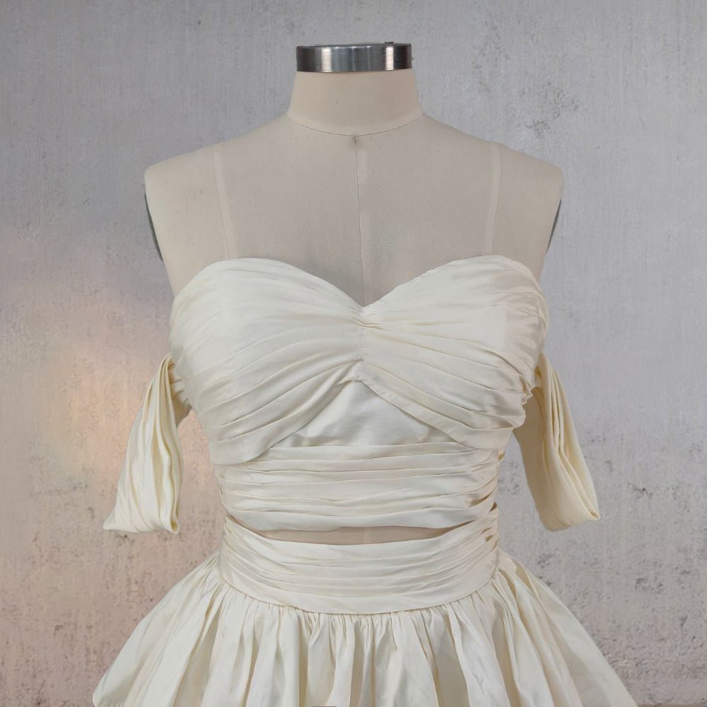 A-Line Beige Multi-Tiered Ruffles Wedding Dresses - Curvevia