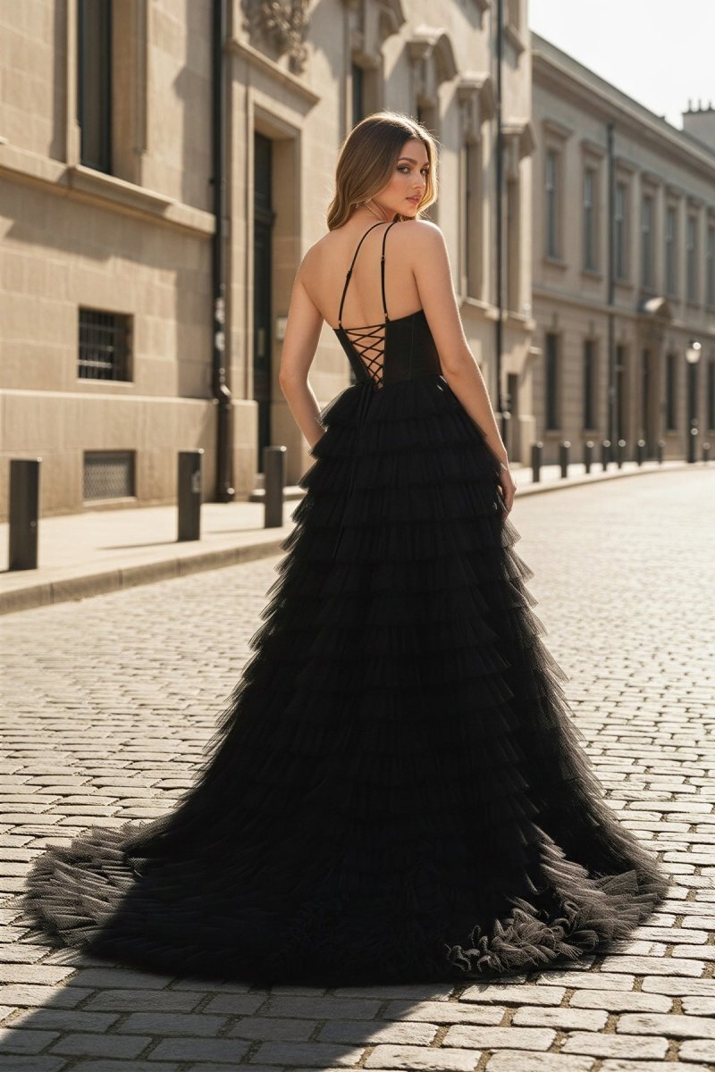 A Line One Shoulder Tiered Long Mother of the Bride Dress - Curvevia
