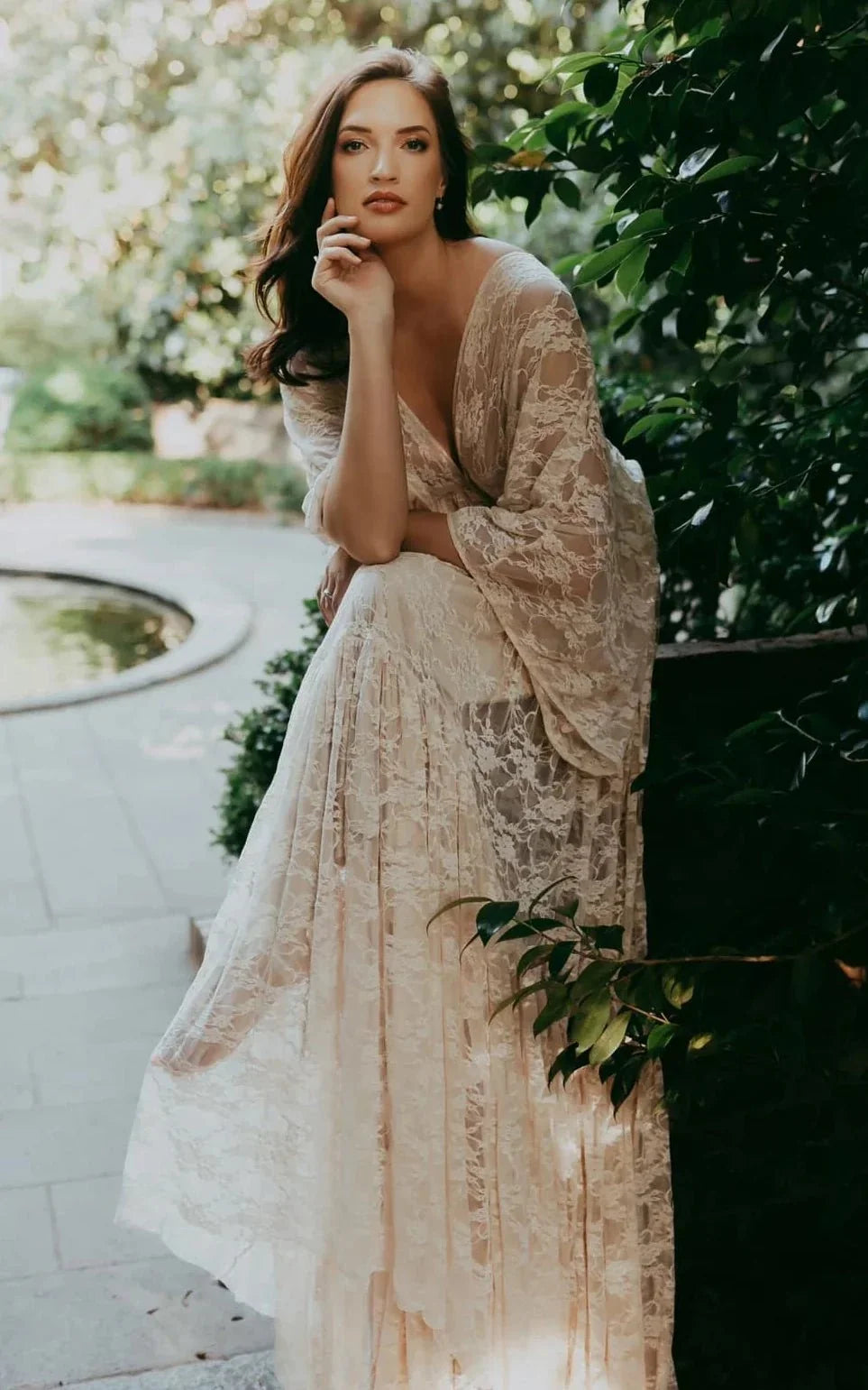 A-Line Plunging Neckline Lace Wedding Dress With Open Back - Curvevia