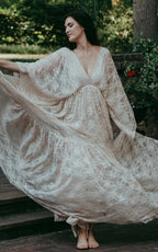 A-Line Plunging Neckline Lace Wedding Dress With Open Back - Curvevia