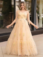 A Line Sweetheart Long Wedding Guest Dress with Embroidery - Curvevia