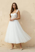 Sex Short White Wedding Dresses With Tulle Tea-Length - Curvevia