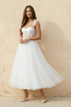 Sex Short White Wedding Dresses With Tulle Tea-Length - Curvevia