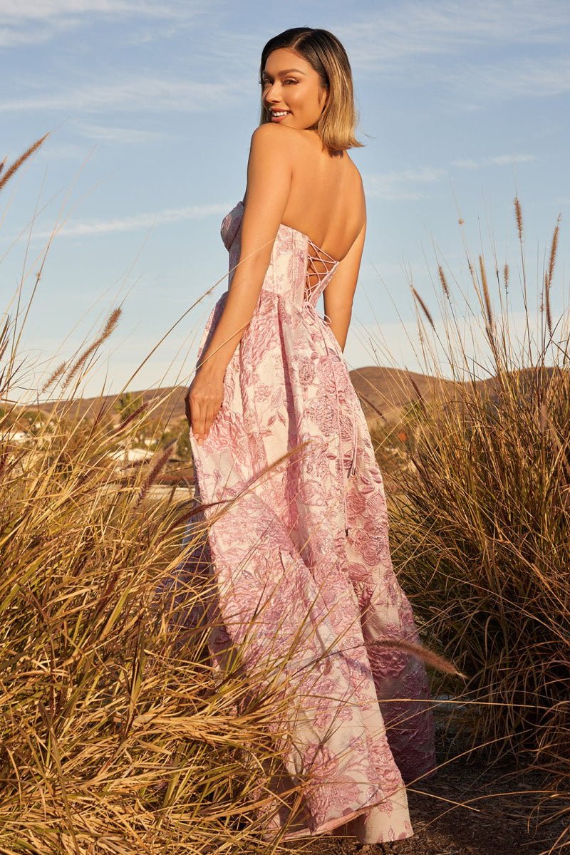 A-Line Sweetheart Floral Printed Long Prom Dresses - Curvevia