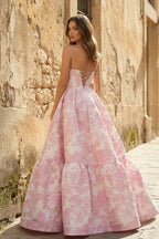 A-Line Sweetheart Floral Printed Long Prom Dresses - Curvevia