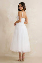 A-Line Sweetheart symmetrical Satin Wedding Dresses With Cascading Ruffles - Curvevia