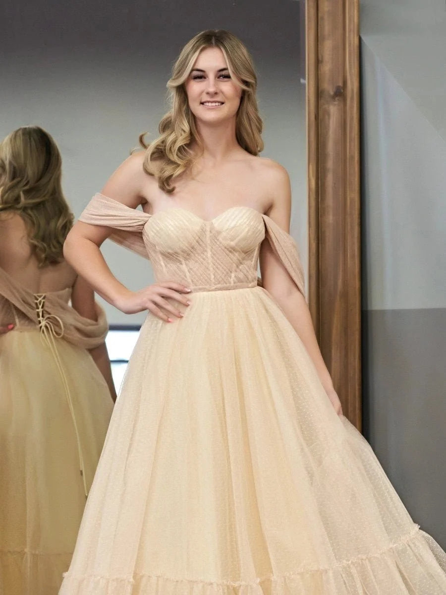 A-Line Tulle Sweetheart Tea-Length Wedding Guest Dress - Curvevia