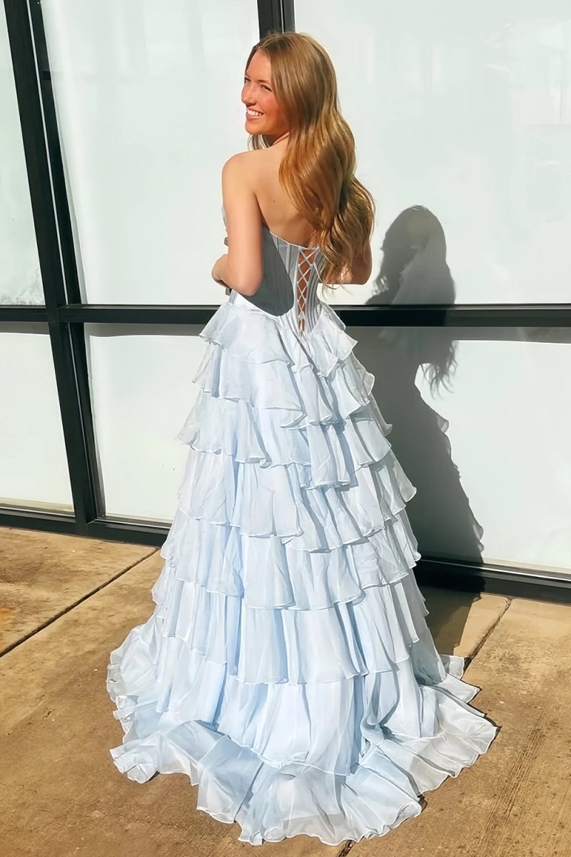 Pink Sweetheart A Line Chiffon Ruffled Long Wedding Guest Dress With Beading - Curvevia