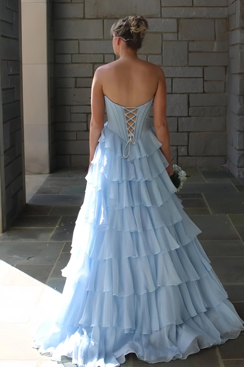 Pink Sweetheart A Line Chiffon Ruffled Long Wedding Guest Dress With Beading - Curvevia
