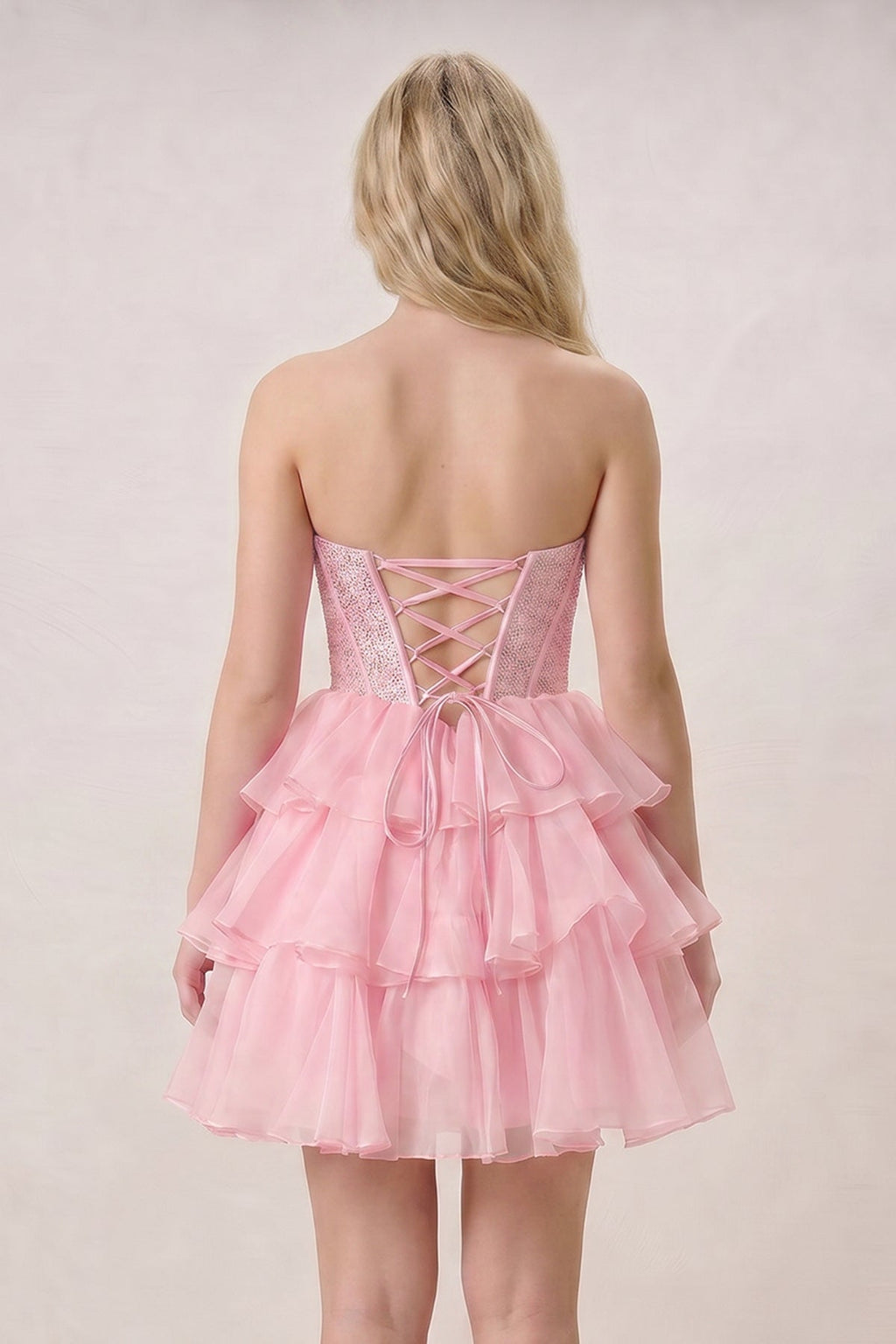 Black Strapless A Line Chiffon Beaded Mini Wedding Guest Dress With Ruffles - Curvevia