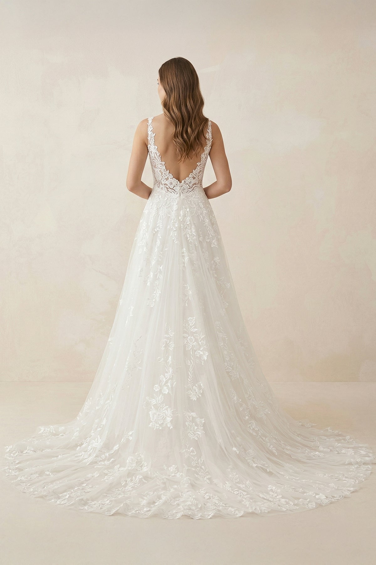 A-Line Bohemian 3D Floral Backless Wedding Dress - Curvevia
