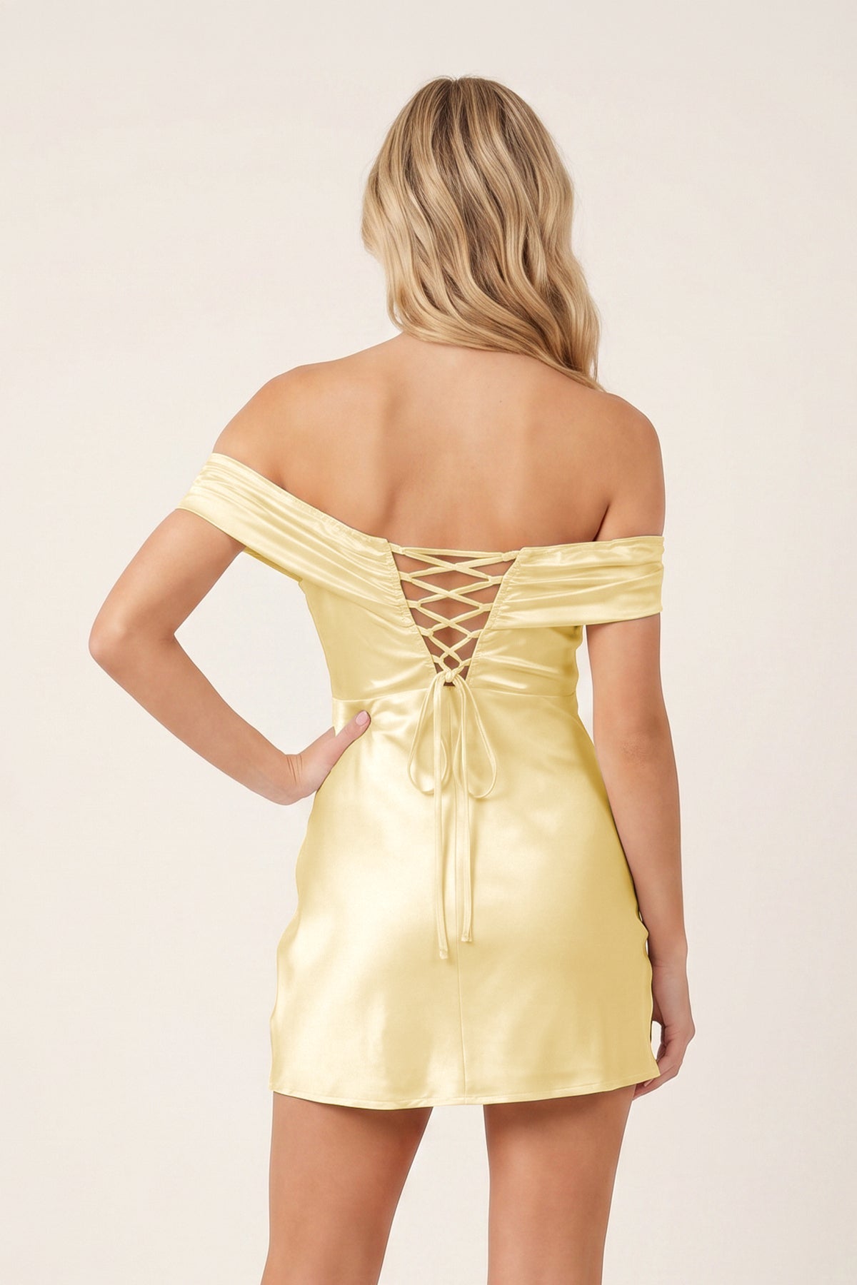 Aqua Off-the-Shoulder Satin Sheath Homecoming Dress - Curvevia