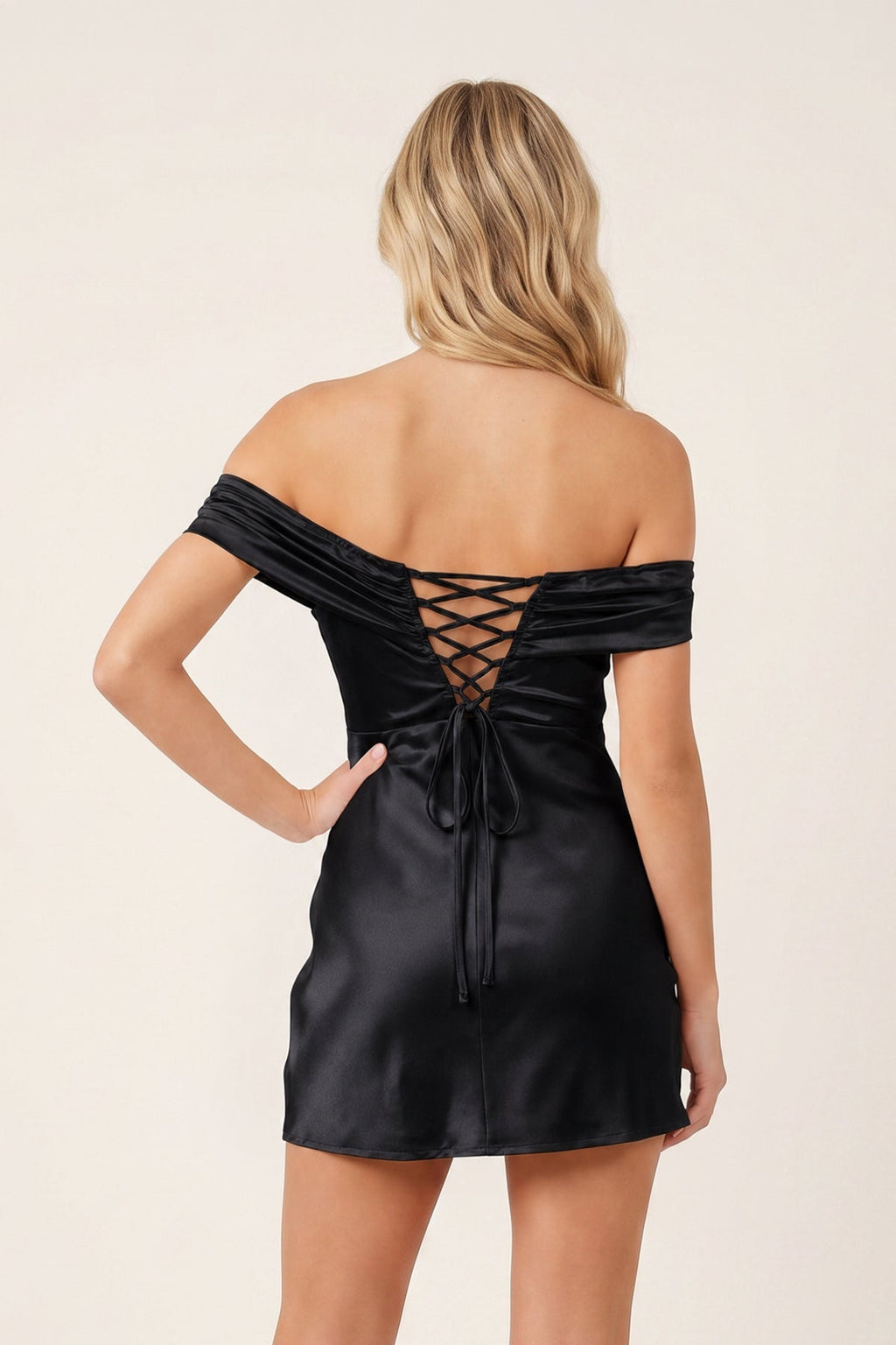 Aqua Off-the-Shoulder Satin Sheath Homecoming Dress - Curvevia