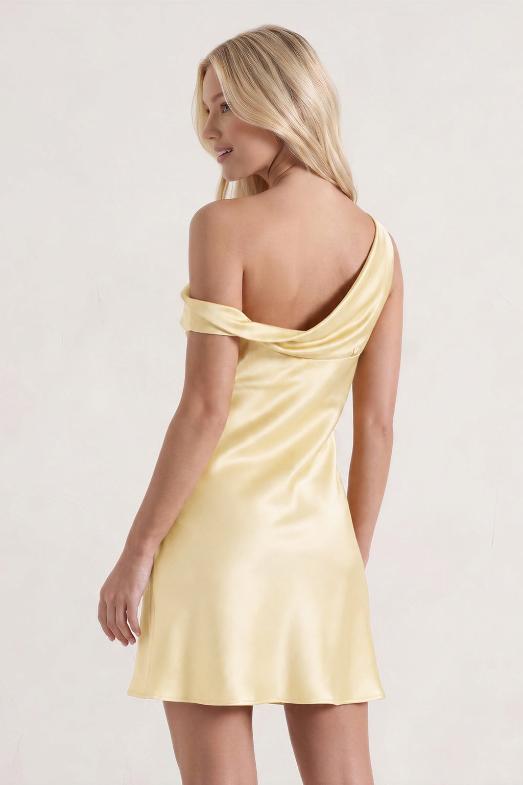 Aqua One-Shoulder Satin Ruched Sheath Homecoming Dress - Curvevia