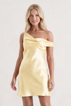 Aqua One-Shoulder Satin Ruched Sheath Homecoming Dress - Curvevia