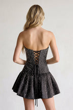 Aqua Pearl A-Line Strapless Satin Homecoming Dress With Lace-up Back - Curvevia