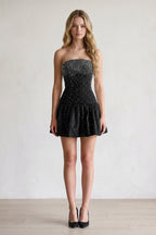 Aqua Pearl A-Line Strapless Satin Homecoming Dress With Lace-up Back - Curvevia