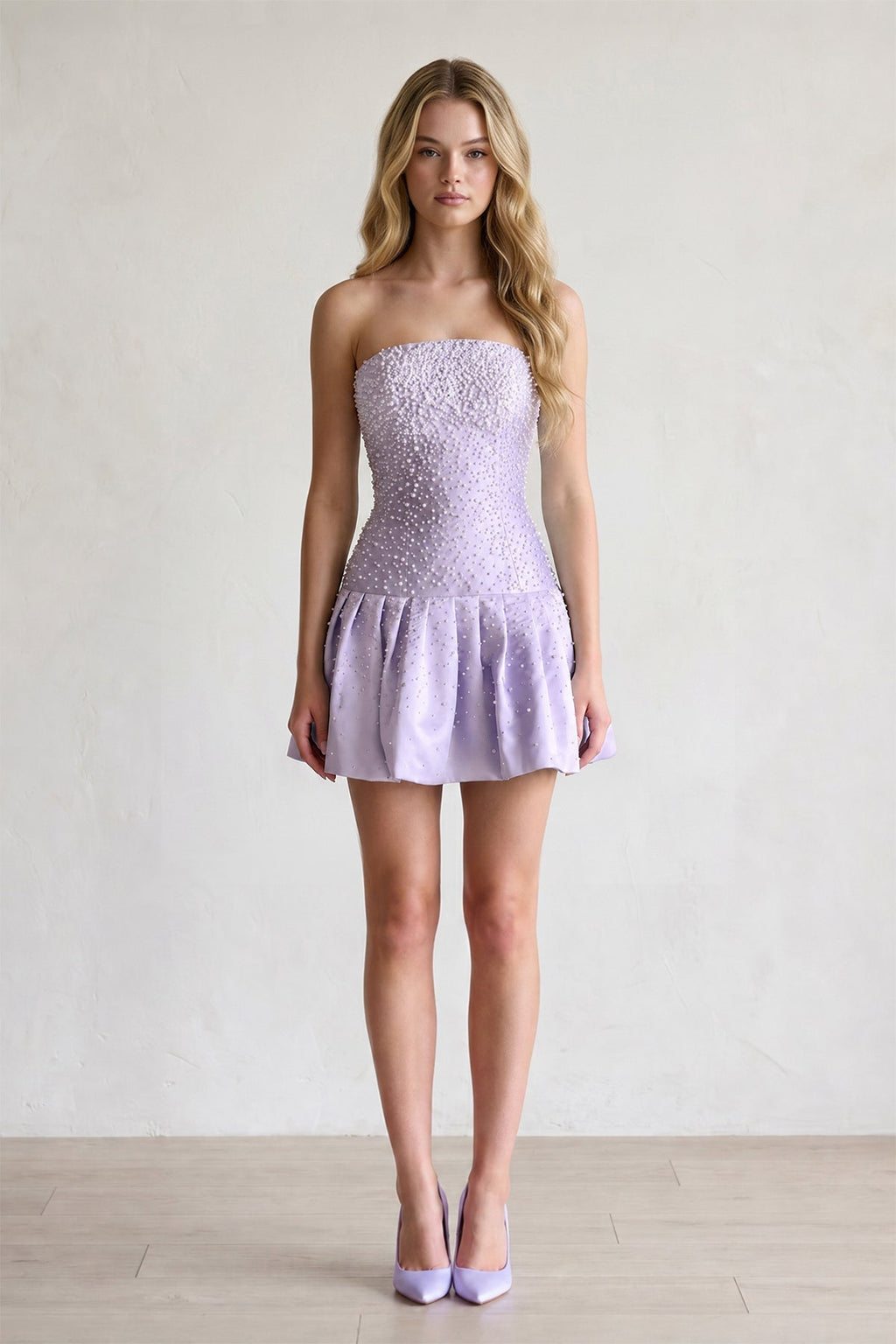 Aqua Pearl A-Line Strapless Satin Homecoming Dress With Lace-up Back - Curvevia