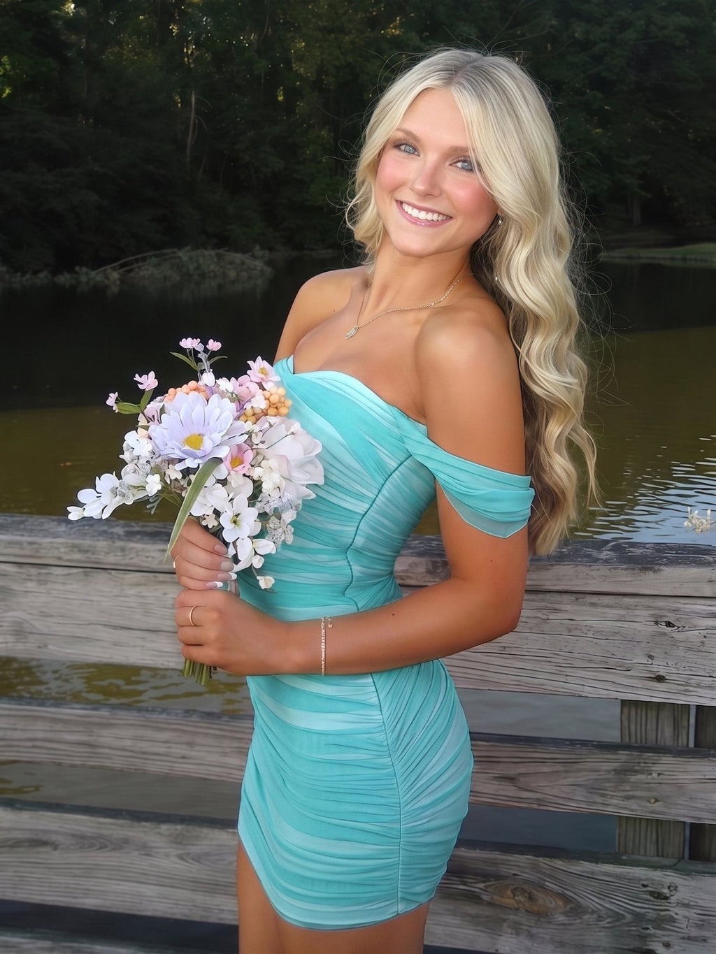 Pink Off The Shoulder Tulle Short Homecoming Dresses - Curvevia