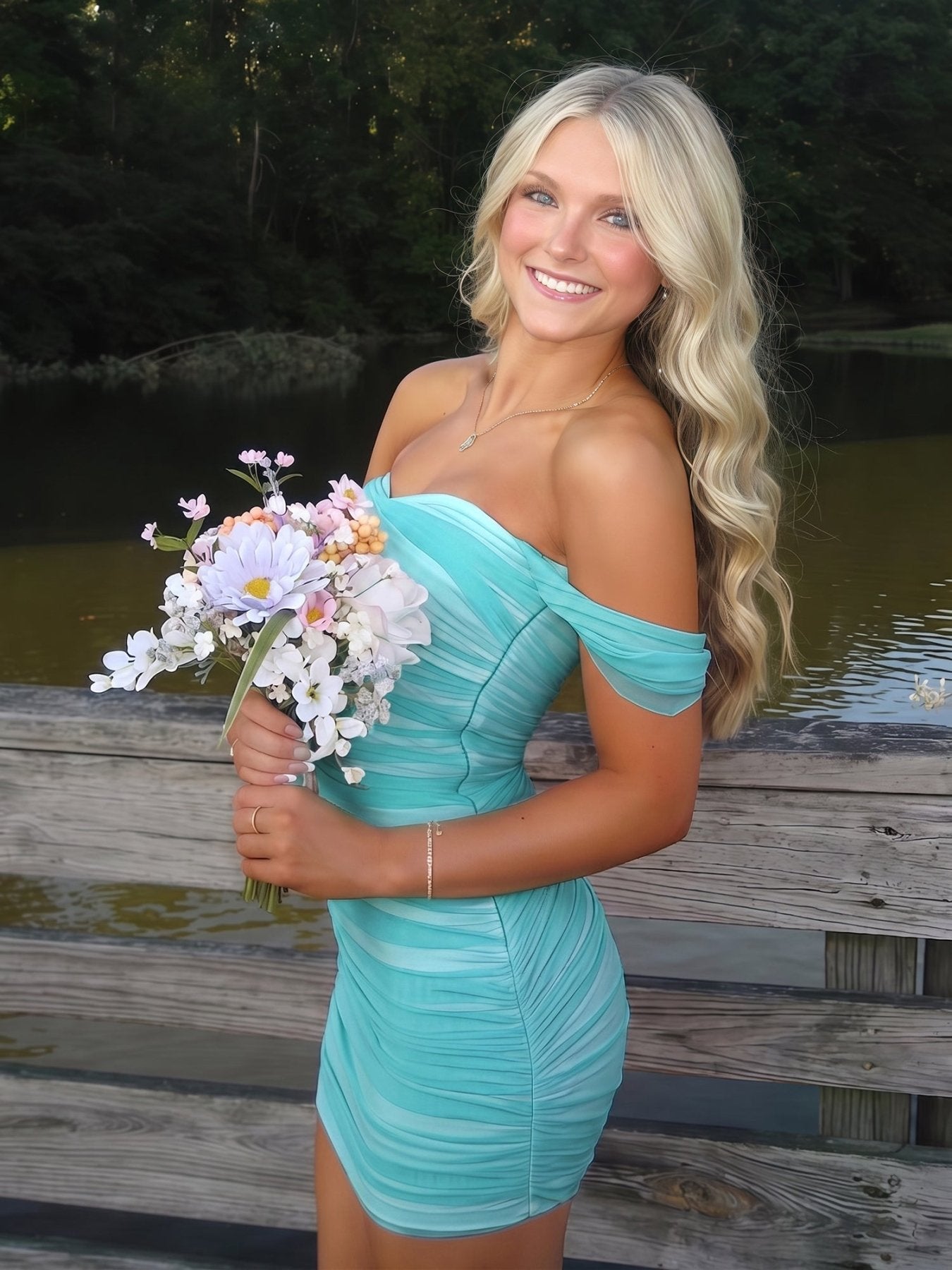 Pink Off The Shoulder Tulle Short Homecoming Dresses - Curvevia
