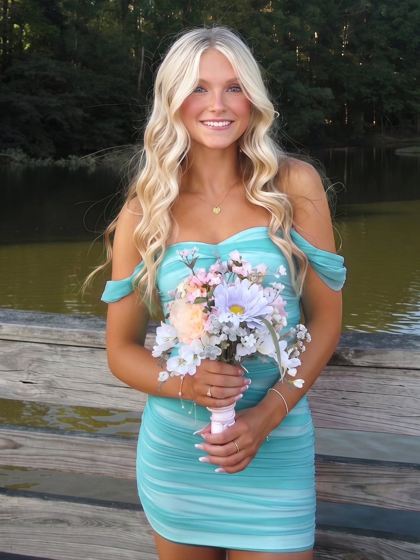 Pink Off The Shoulder Tulle Short Homecoming Dresses - Curvevia