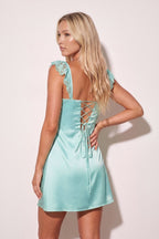 Yellow Sheath Satin Sweetheart Homecoming Dress With Ruffles - Curvevia