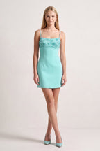 Mint Green Spaghetti Straps Sheath Satin Mini Homecoming Dress - Curvevia